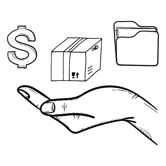 different resources hovering above a open hand