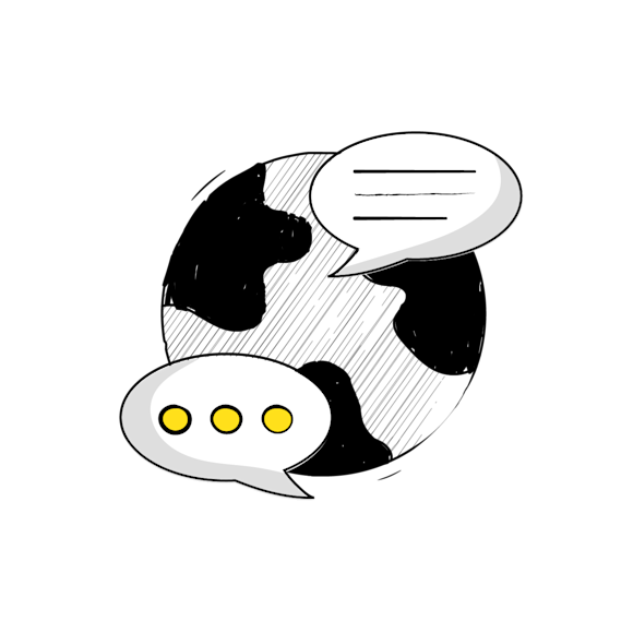 earth with message bubbles