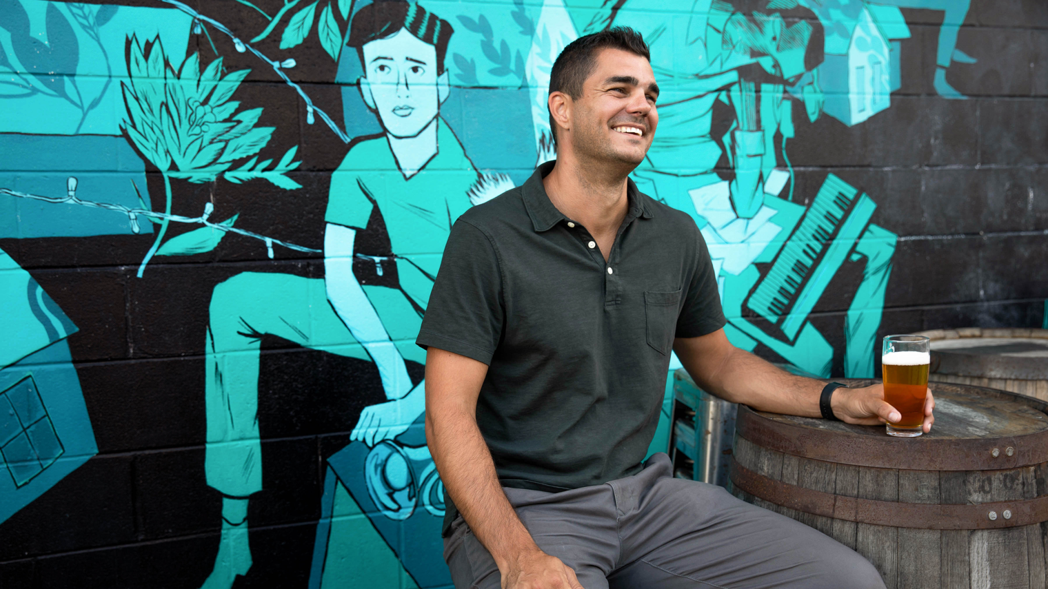 CEO Chris Herron outside the brewery.