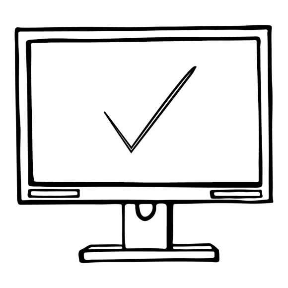 Icon of computer with check mark