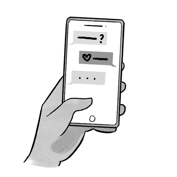 hand holding a phone, using sms
